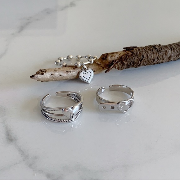 Heart ring, silver heart ring, stacking ring silver, silver stacking ring - Picture 6 of 7